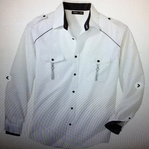 Men's White Embroidered Poplin Shirt, New & Unopened with Tags, Size L - Picture 3 of 3